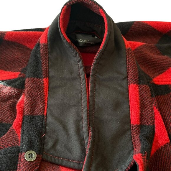 Eddie Bauer Mens TXL Red Buffalo Plaid Flannel Fleece Shirt Outdoor Lumberjack - Picture 13 of 16